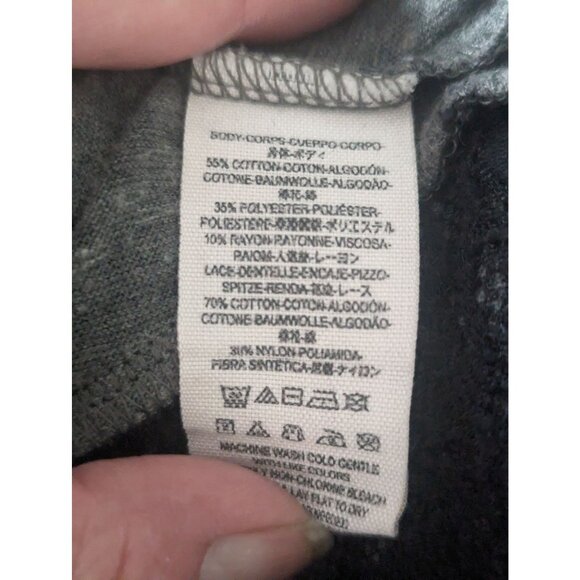 Free People Women's Grey T-Shirt Peplum Style w/Lace Inserts Casual Wear Sz XS - Picture 7 of 8